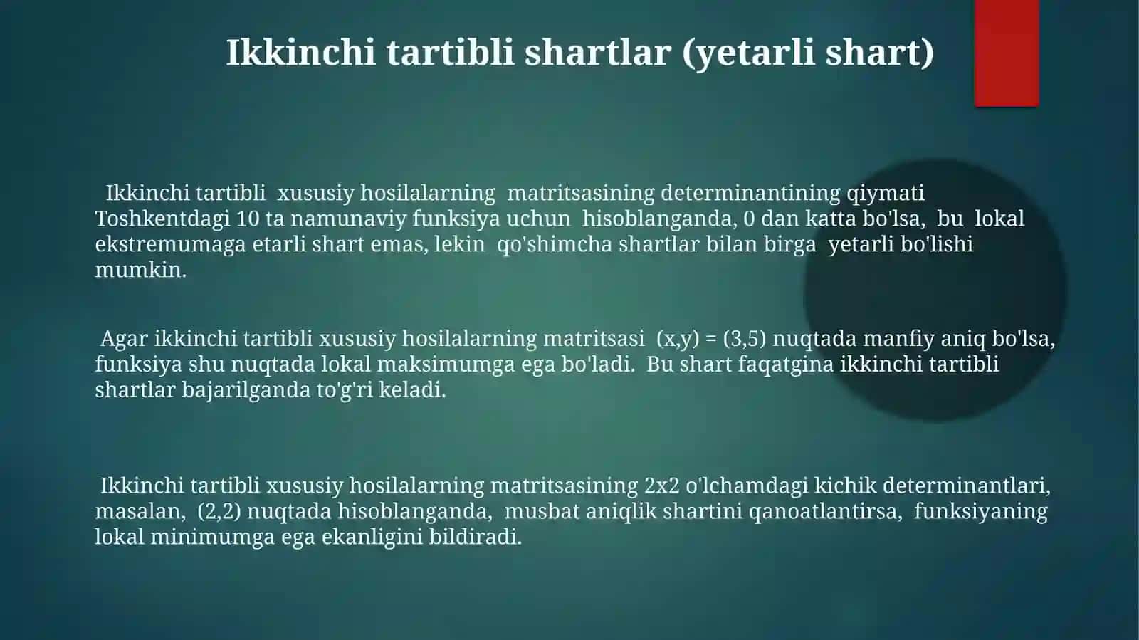 Ko'p o'zgaruvchili funksiyaning ekstremum qiymatlari 3