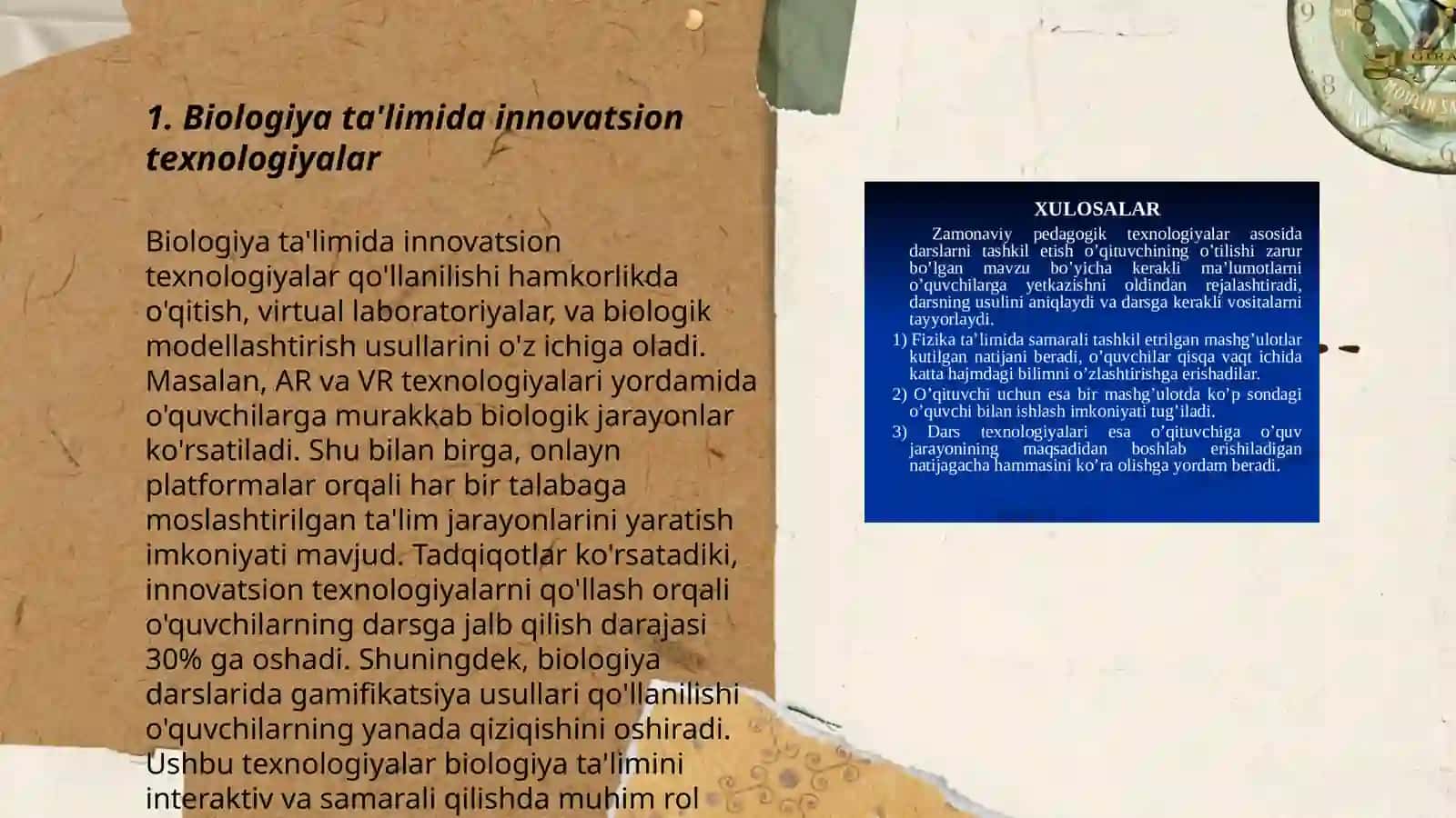 Biologiyadan mashg’ulotlarni rivojlantiruvchi ta’lim texnologiyasi 3
