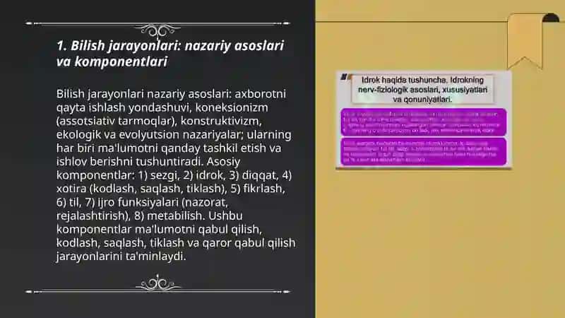 Bilish jarayonlari. Sezgi Idrok Diqqat 3