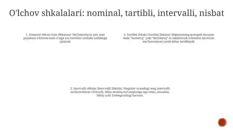 O'Lchanadigan Kattaliklarning Shkalasi 3