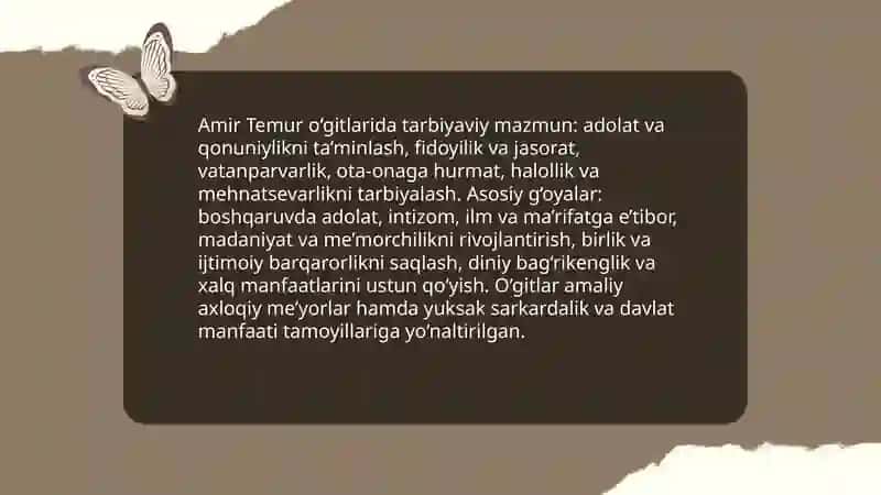 Amir Temur o‘gitlarining tarbiyaviy ahamiyati 3
