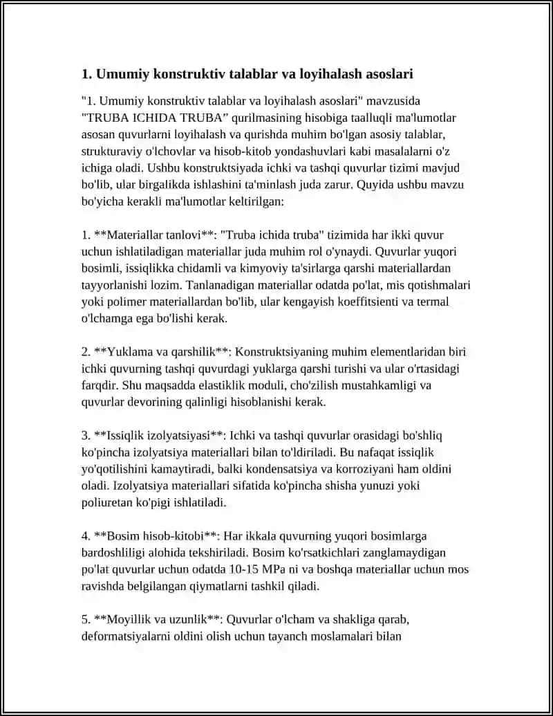 TRUBA ICHIDA TRUBA” QURILMASINING HISOBI 3