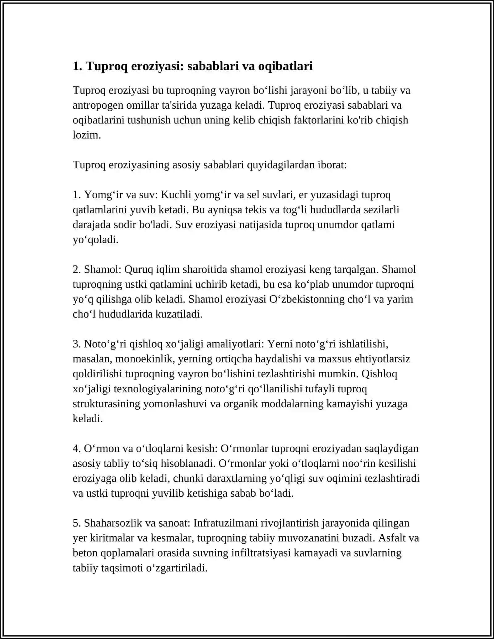 Tuproq Degradatsiyasi Muammolari va Atrof Muhit Muhofazasi 3