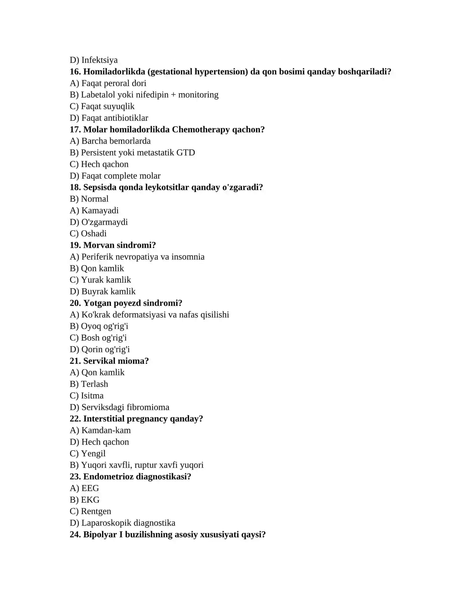 Tibbiyot attestatsiya savollari 3