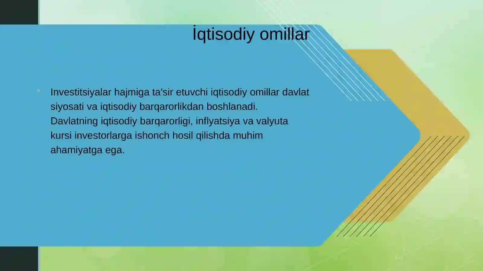 Investitsiyalar hajmiga ta'sir etuvchi omillar 3