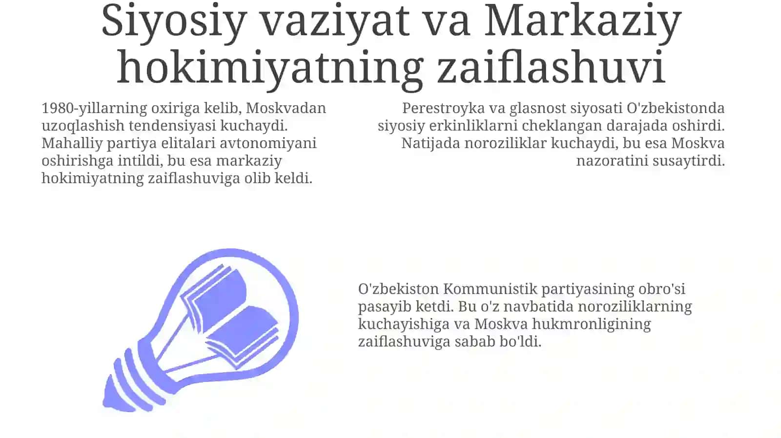 Mustaqillikka erishish arafasida O'zbekistondagi ijtimoiy siyosiy jarayonlar 3