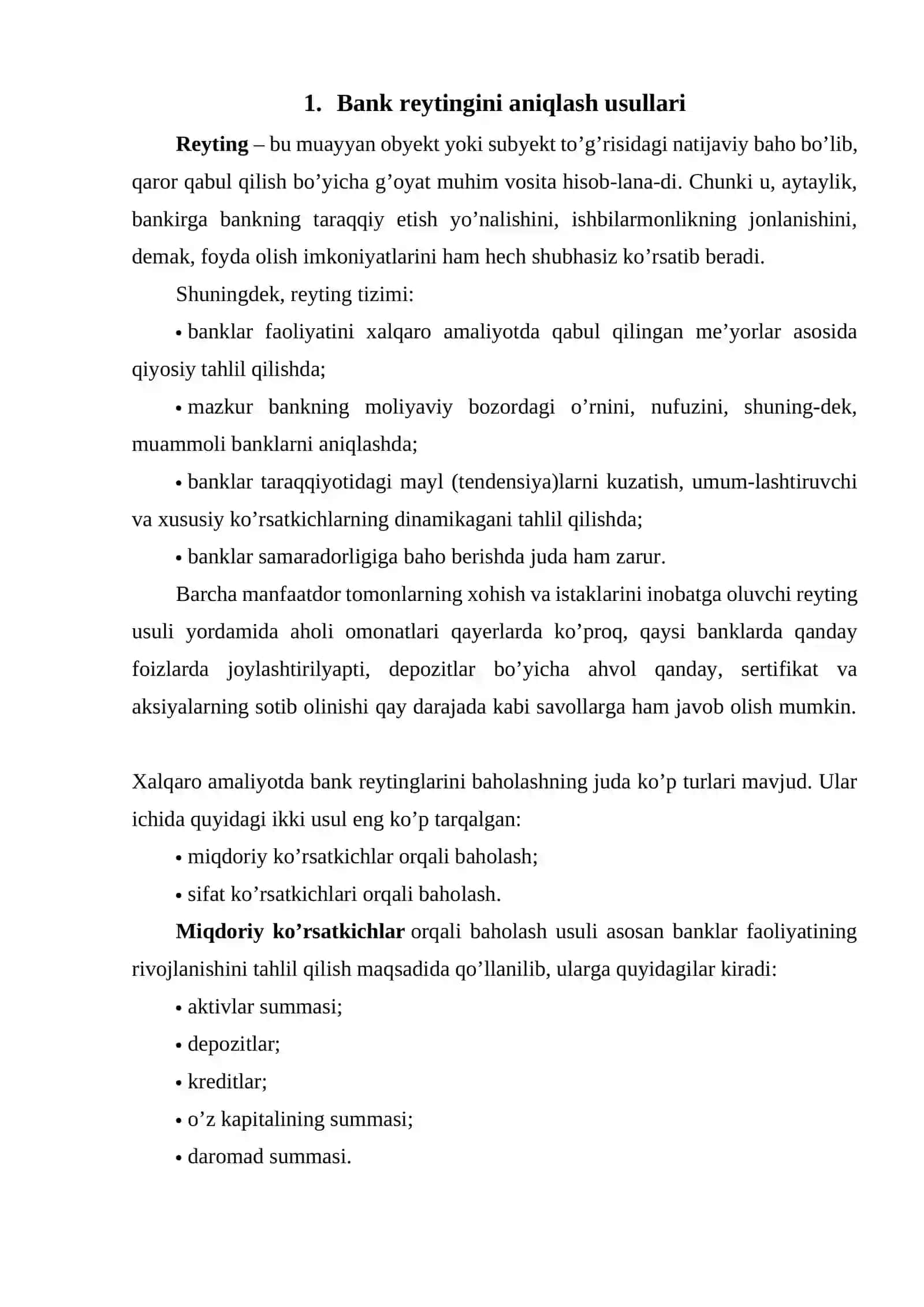 Banklarni kreditlash reytingini aniqlash 3