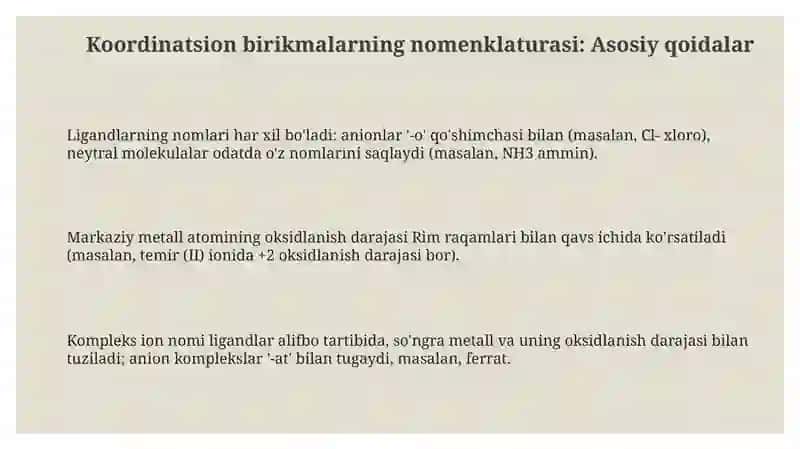 Kompleks birikmalarning nomenklaturasi 3