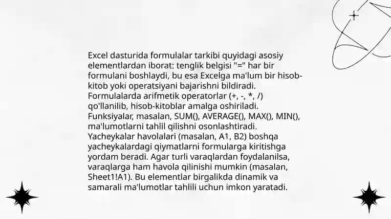 Excel dasturida formulalar va funksiyalar ustida ishlash 3