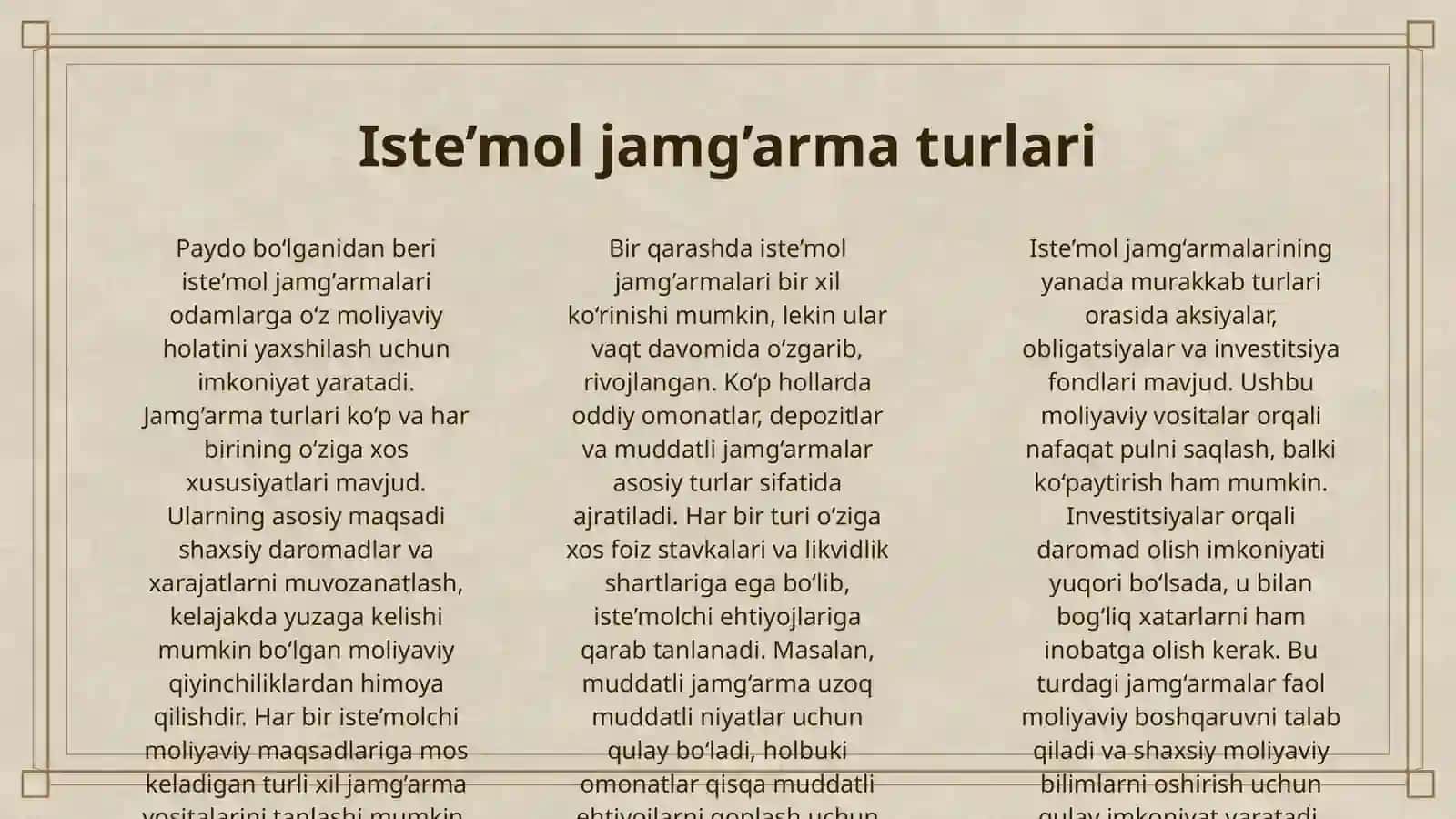 ISTE’MOL JAMG’ARMA VA INVESTITSIYALAR 3