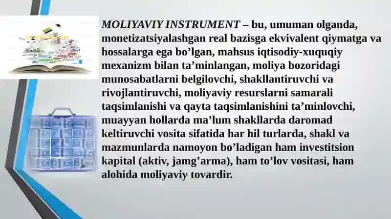 MOLIYABOZORI INSTRUMENTLARI 3