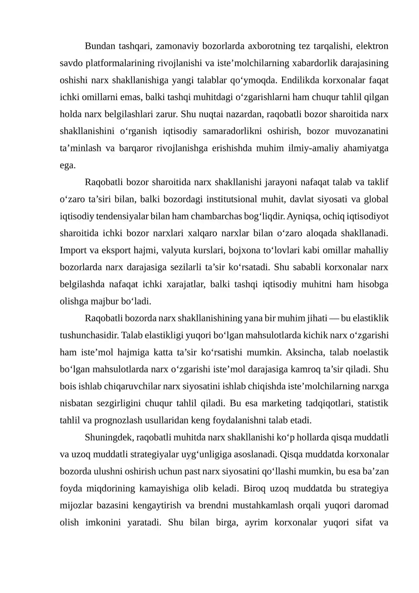 Raqobatli bozor sharoitida narx shakllanishi 3