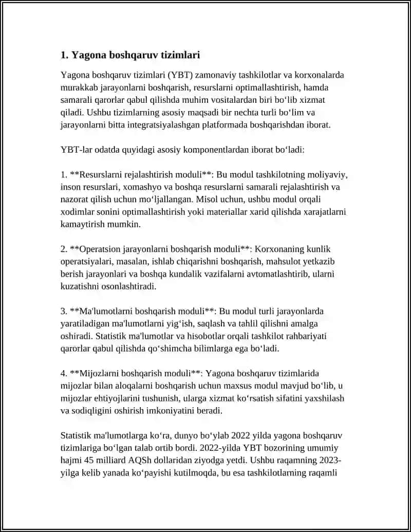 Yagona boshqaruv tizimlari 3