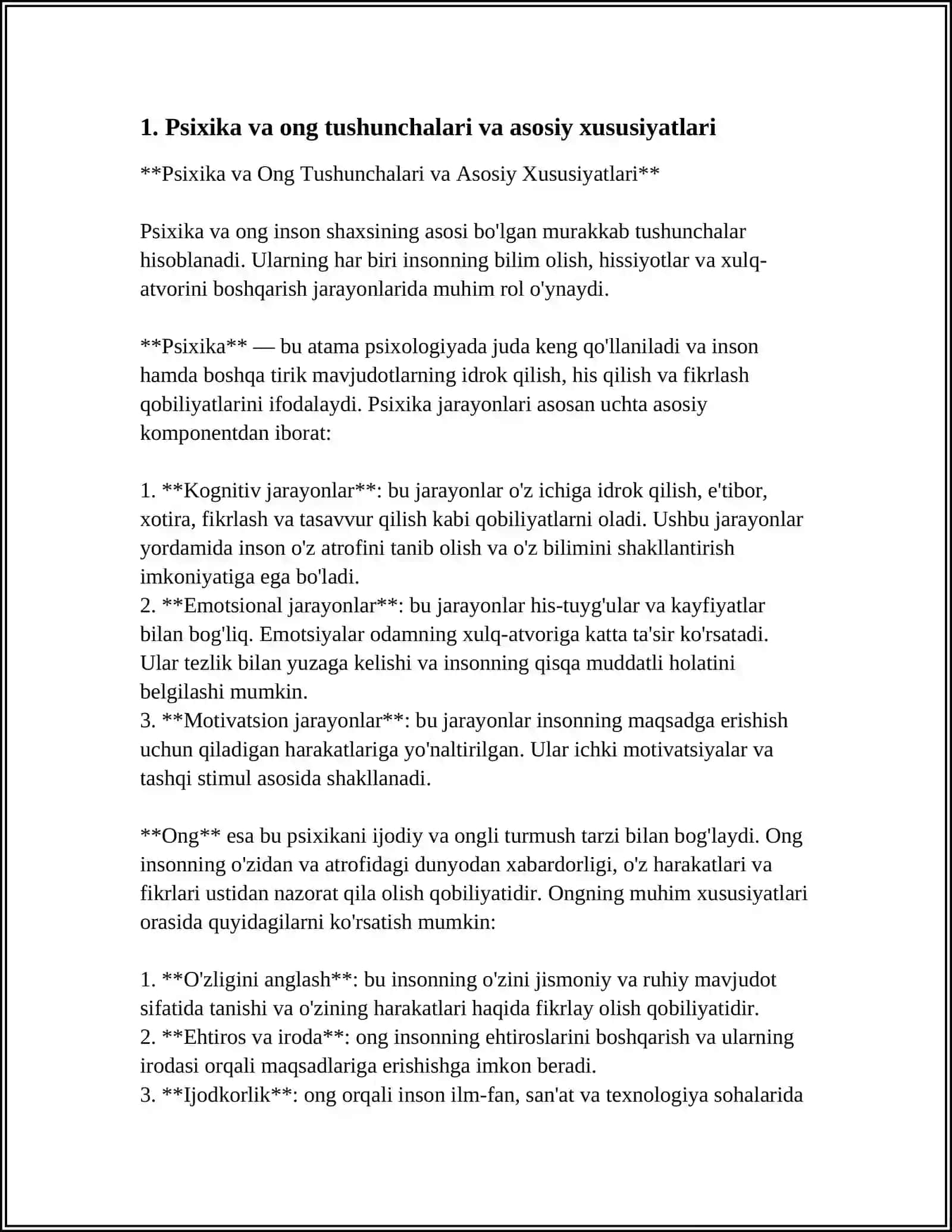 Psixika va Ongning Rivojlanishi 3