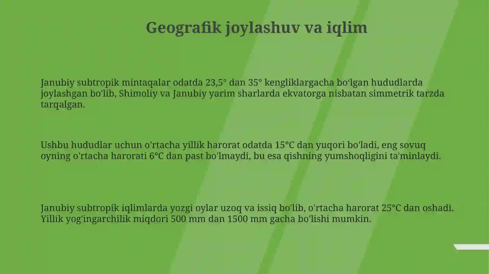 Janubiy subtropik mintaqa: geografik va iqlimiy xususiyatlar 3