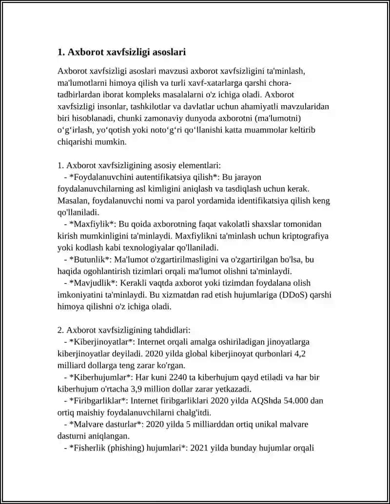 AXBOROT XAVSIZLIGI, AXBOROTNI HIMOYALASHNING KRIPTO GRAFIK USULLARI 3