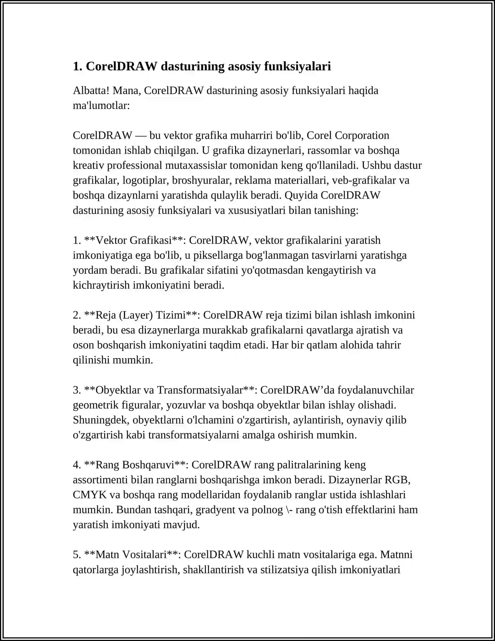 COREL DRAW DASTURI VA ISHLASH PRINSIPI 3