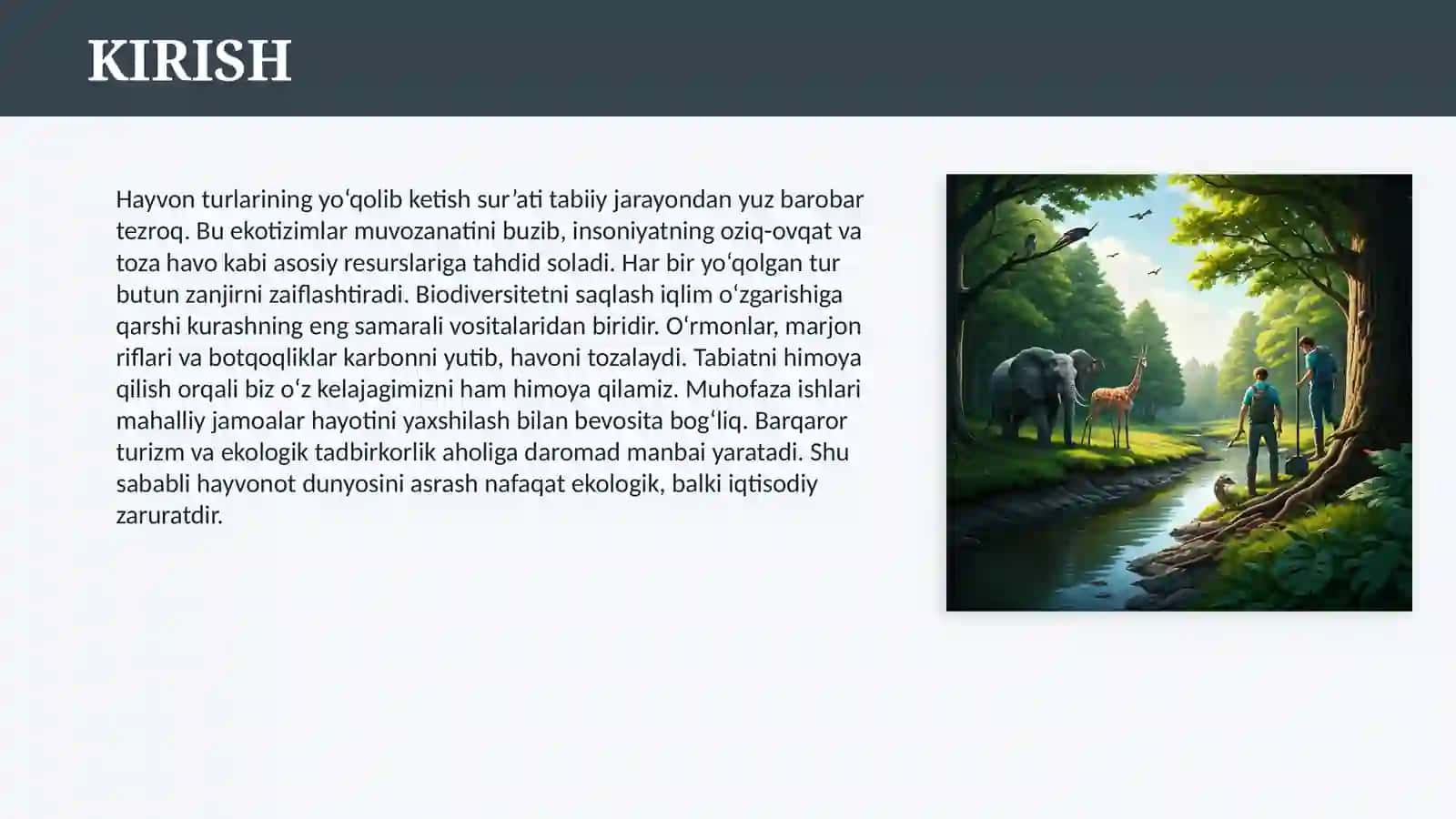 HAYVONOT DUNYOSINI MUHOFAZA QILISH YO'LLARI 3
