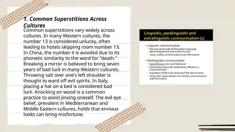 Extralinguistic issues in cross cultural communication: superstitions 3