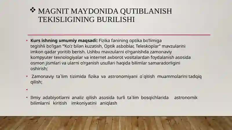 Magnit maydonida qutiblanish tekisligining burilishi 3