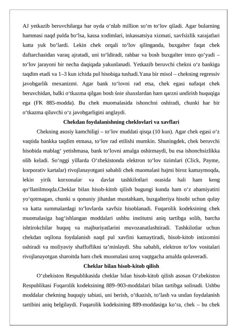 Cheklar bilan hisob-kitob qilish 3