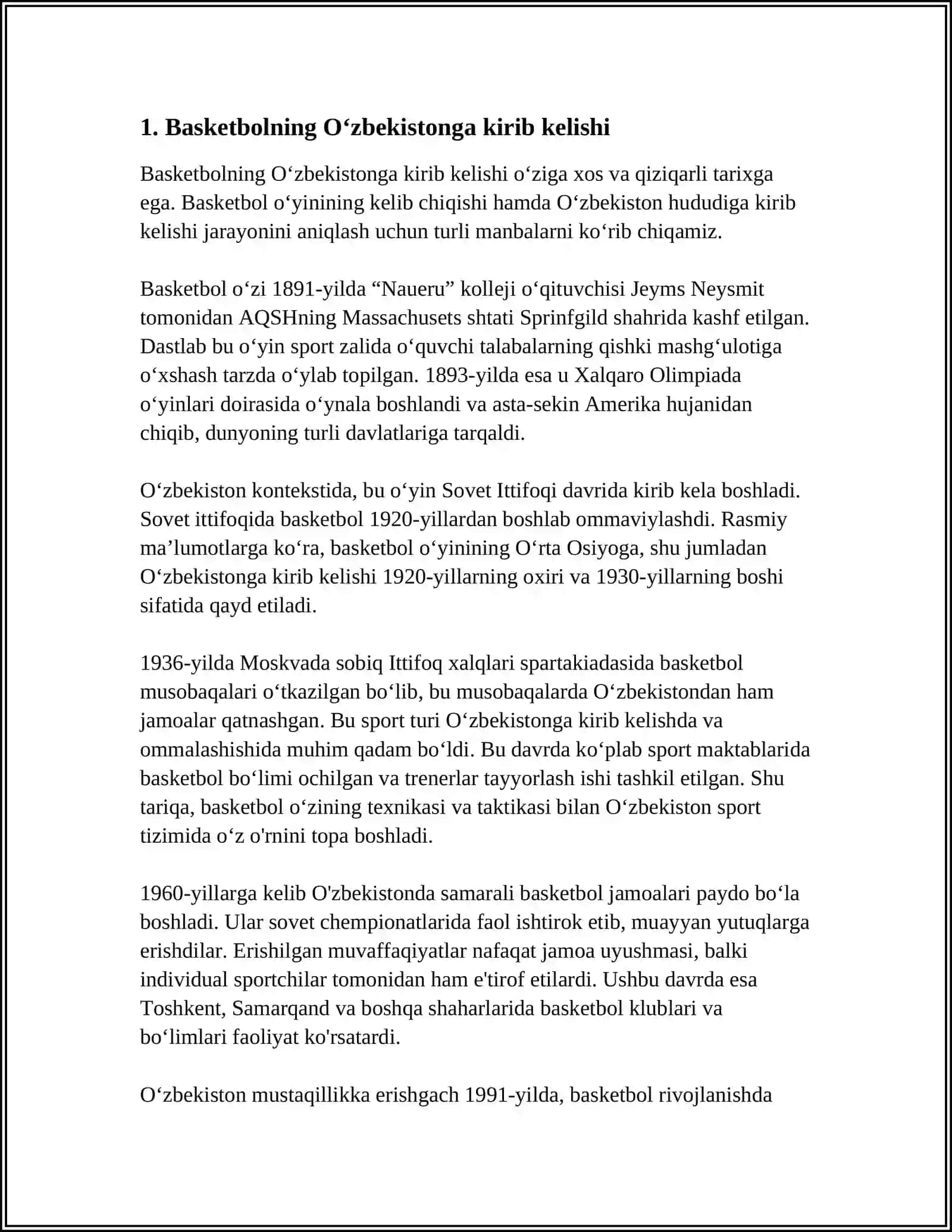 BASKETBOLNING OʻZBEKISTONDA RIVOJLANISH TARIXI 3