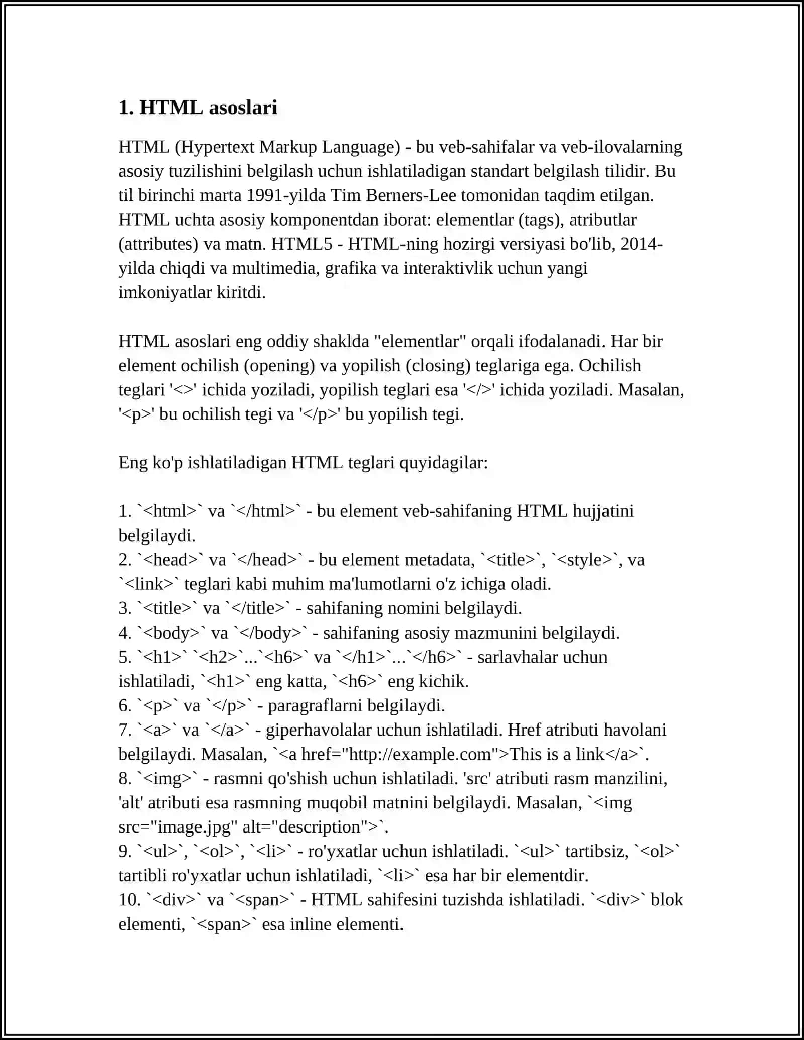 VEB SAHIFALAR YARATISH TEXNOLOGIYALARI 3