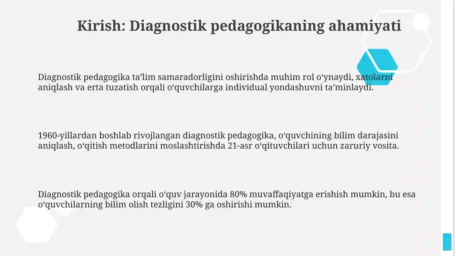 Pedagogik diognostikaning predmeti vatarixiyrivoji 3