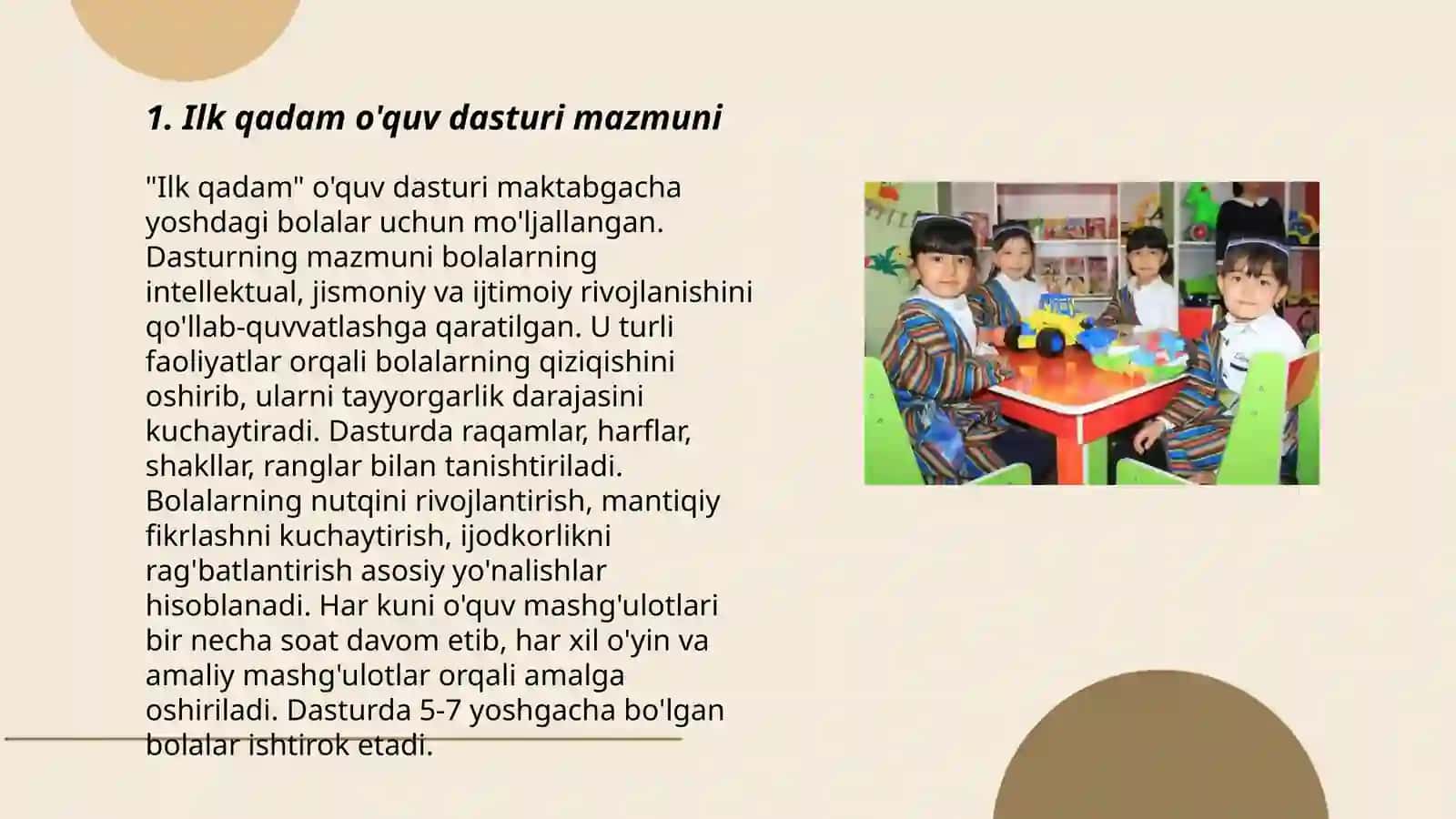 Ilk qadam o'quv dasturi 3