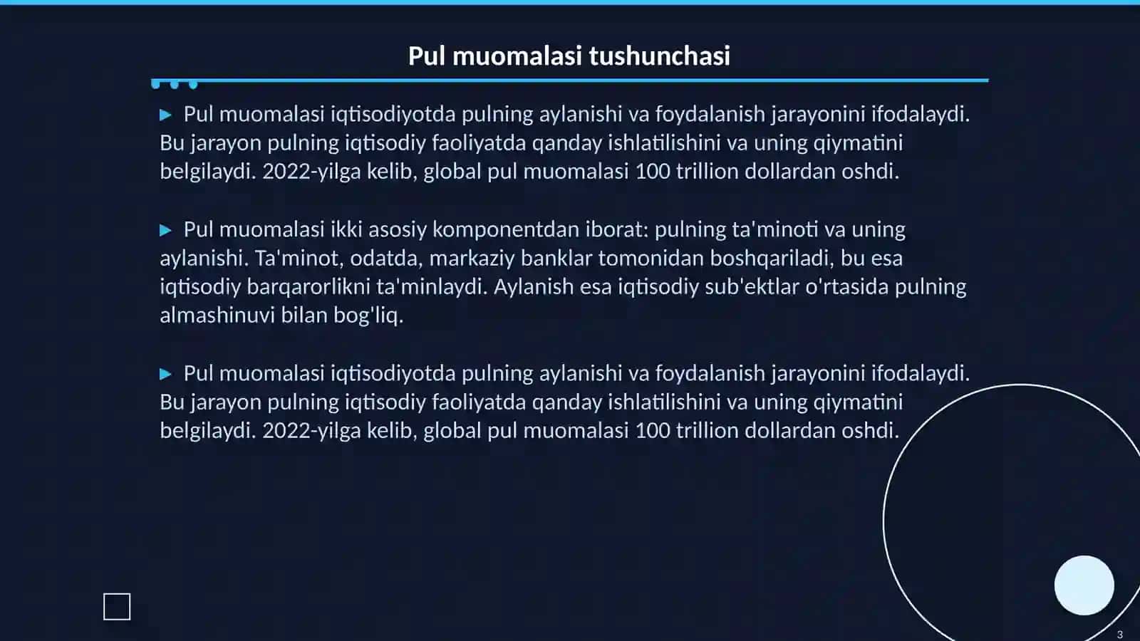 Pul muomalasi 3