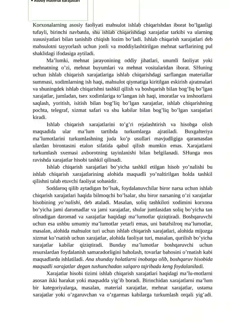 Xarajatlar hisobi 3