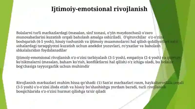 Maktabgacha taʼlimda 5 ta rivojlantirish markazlari 3