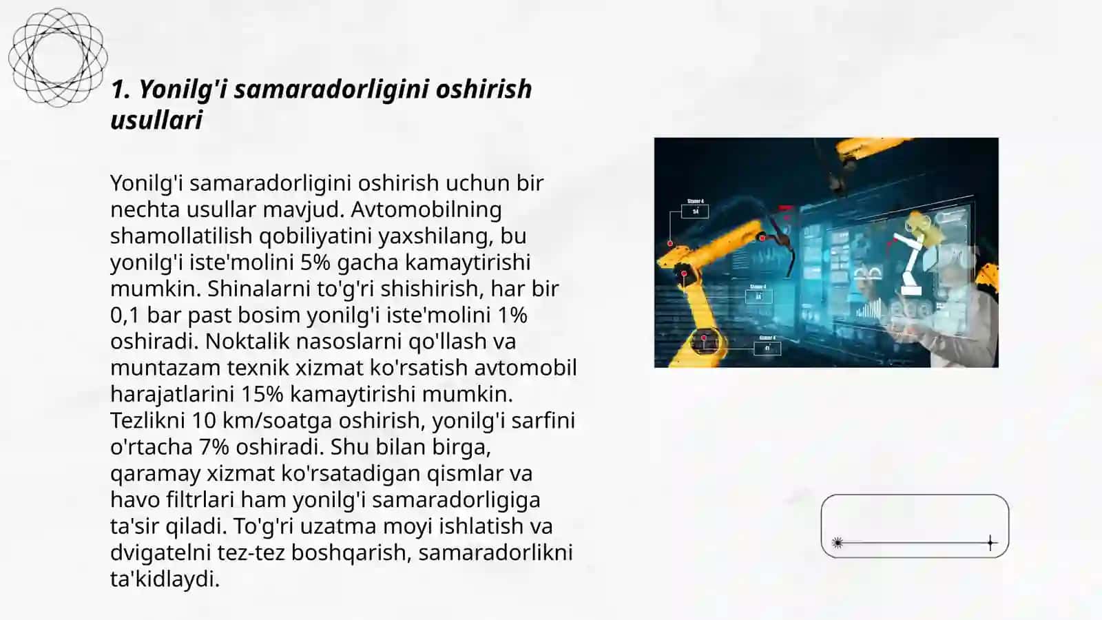 Yonilg'i samaradorligini oshirish usullari 3