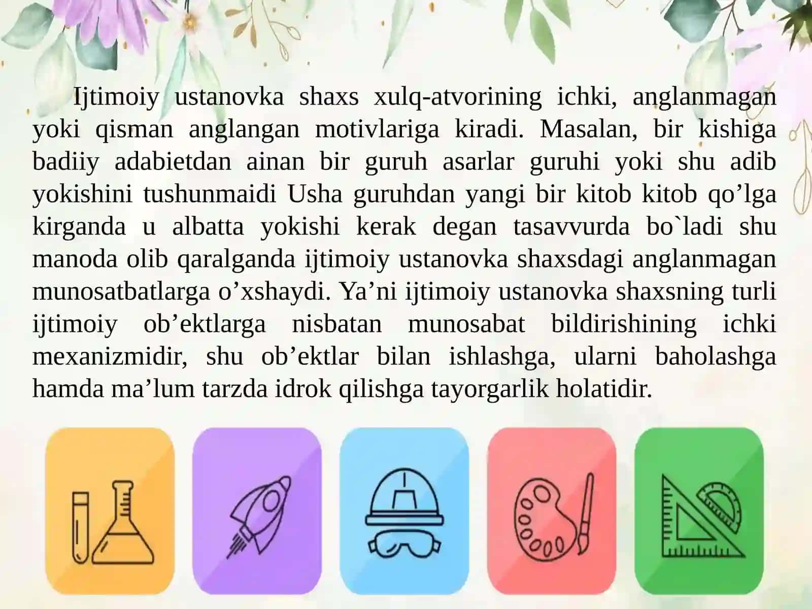 SHAXSNING IJTIMOIY USTANOVKALARI 3