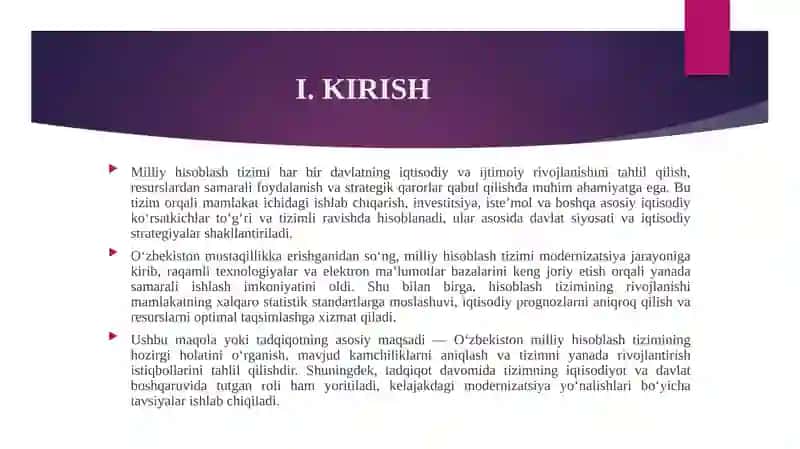 O'ZBEKISTON MILLIY HISOBLASH TIZIMI HOLATI VA ISTIQBOLLARI 3