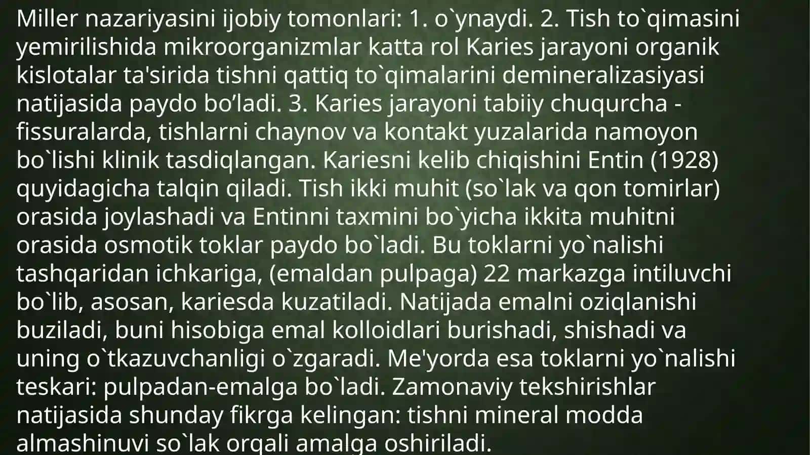 Karies kasalligi kelib chiqish nazariyasi 3