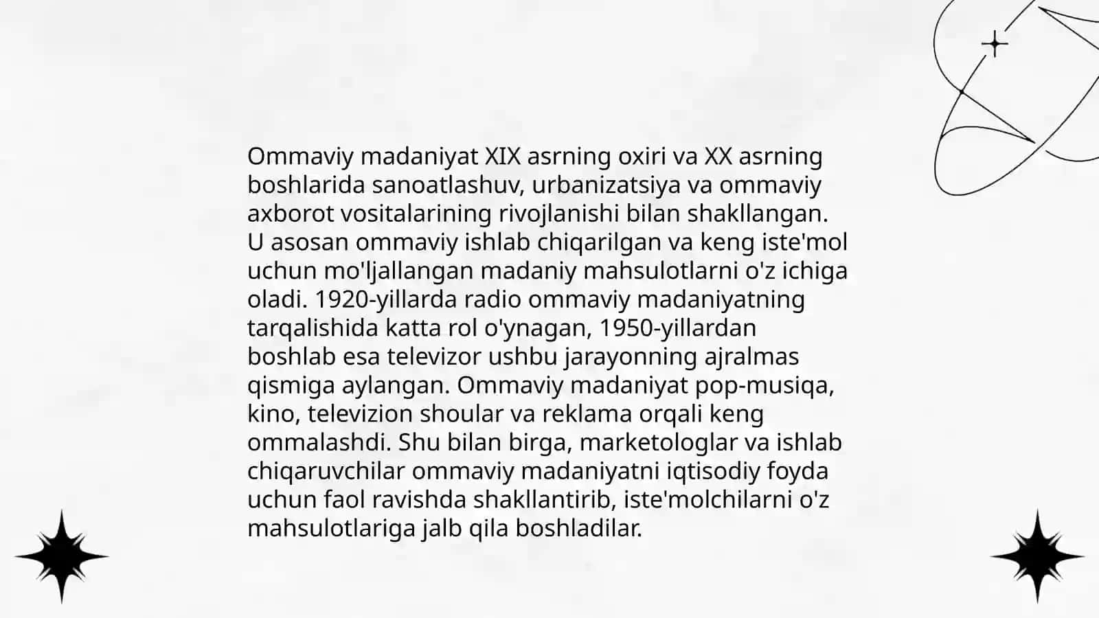 Ommaviy madaniyatning shakllanish tarixi 3