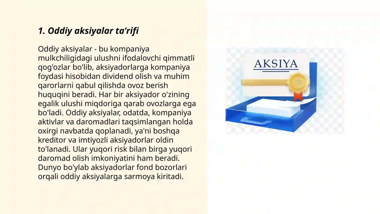 Oddiy aksiyalar 3