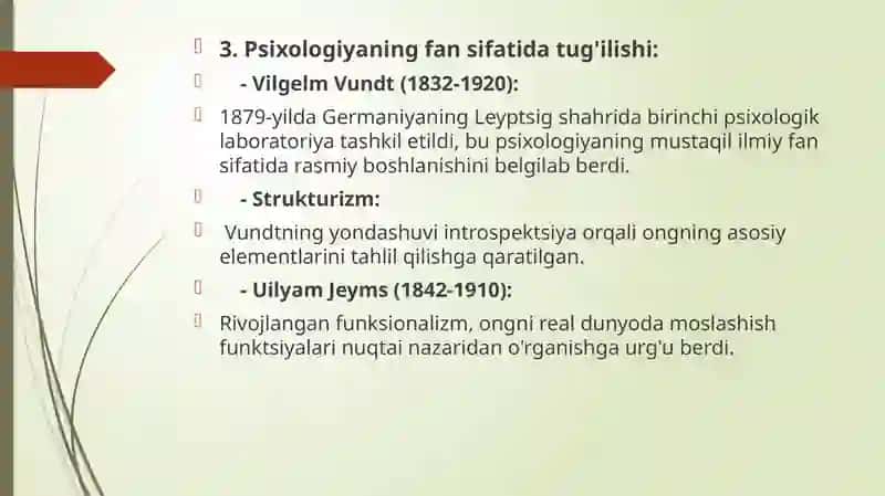 Psixologik fikrlarning rivojlanish tarixi 3
