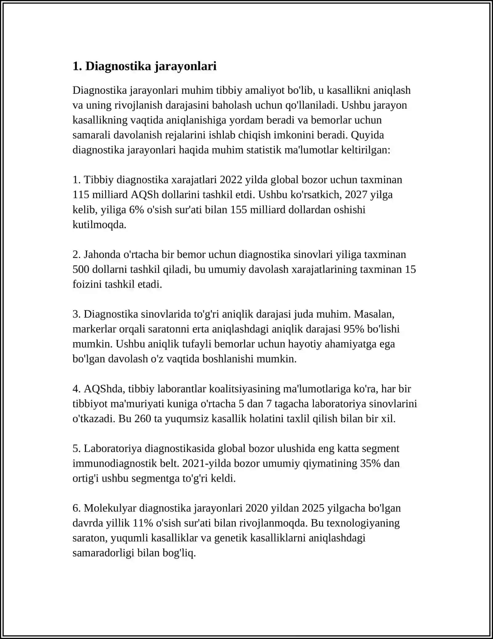 MUSTAQIL ISH Mavzu: DIAGNOSTIKA MUAMMOLARI 3