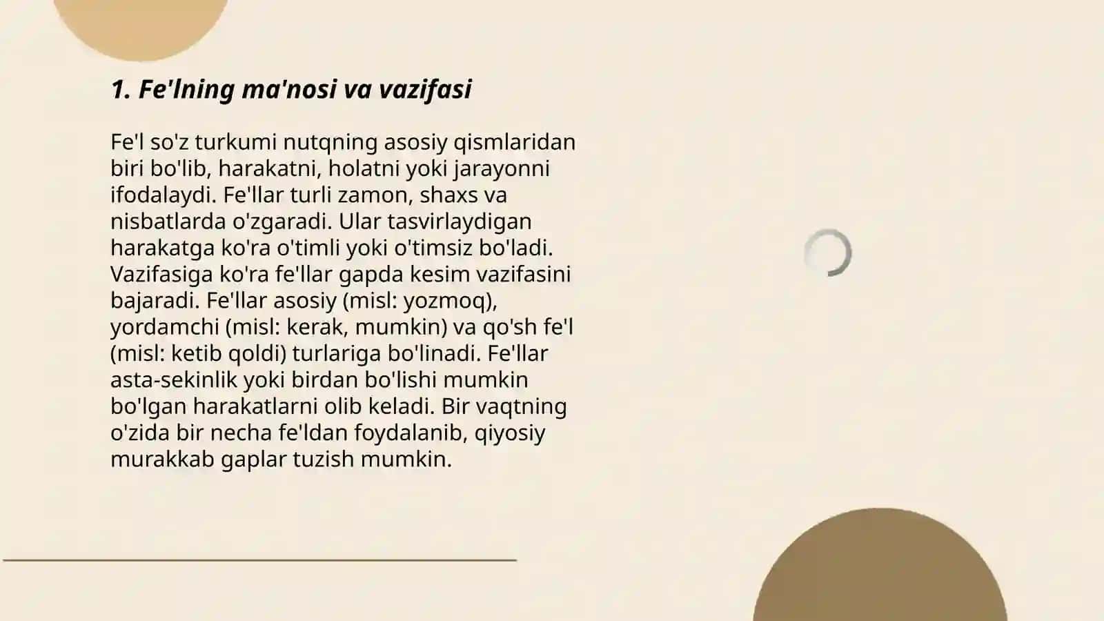 Fe'l soʻz turkumi sifatida 3