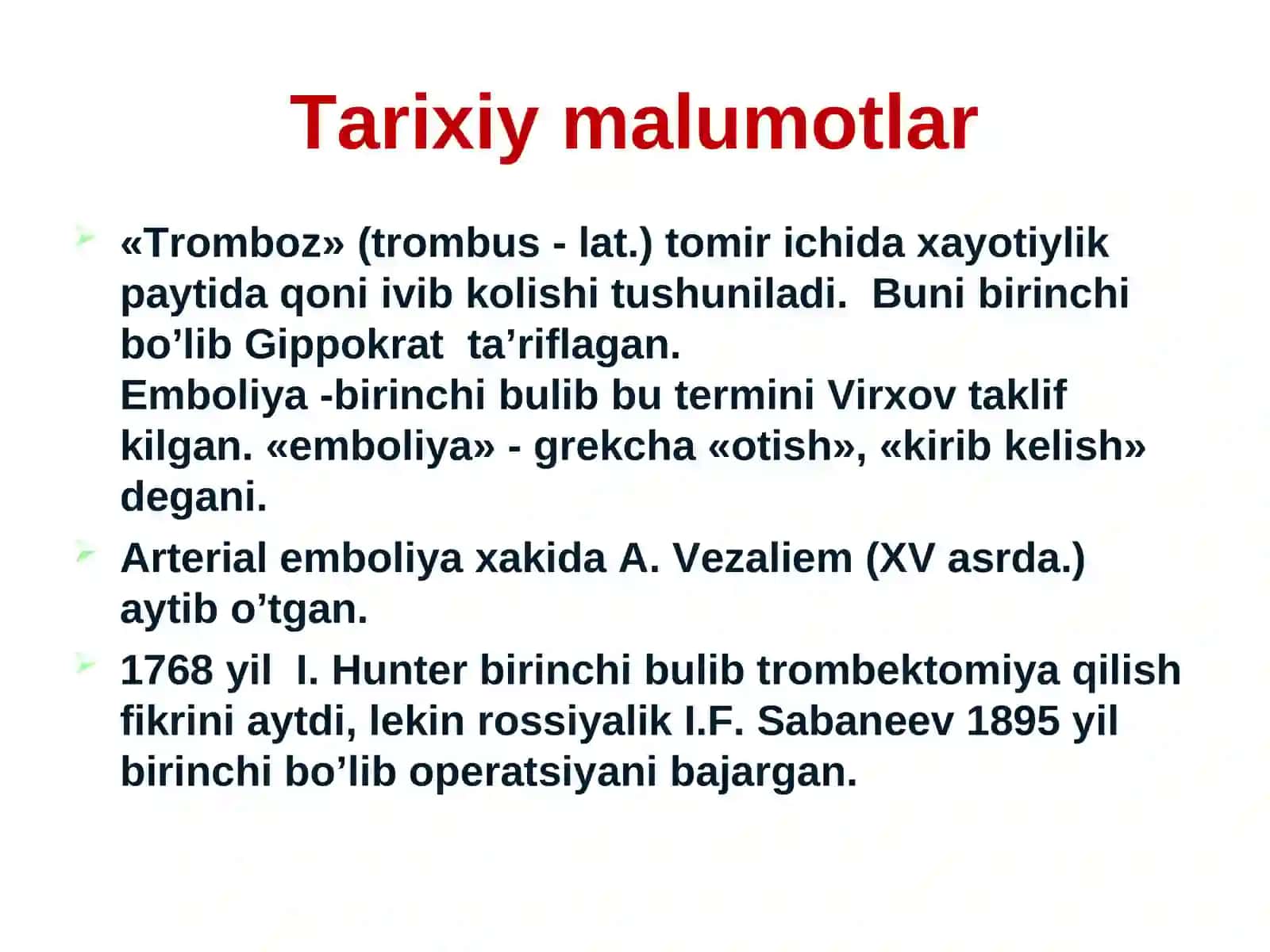 O‘tkir arterial tromboz va emboliyalar 3