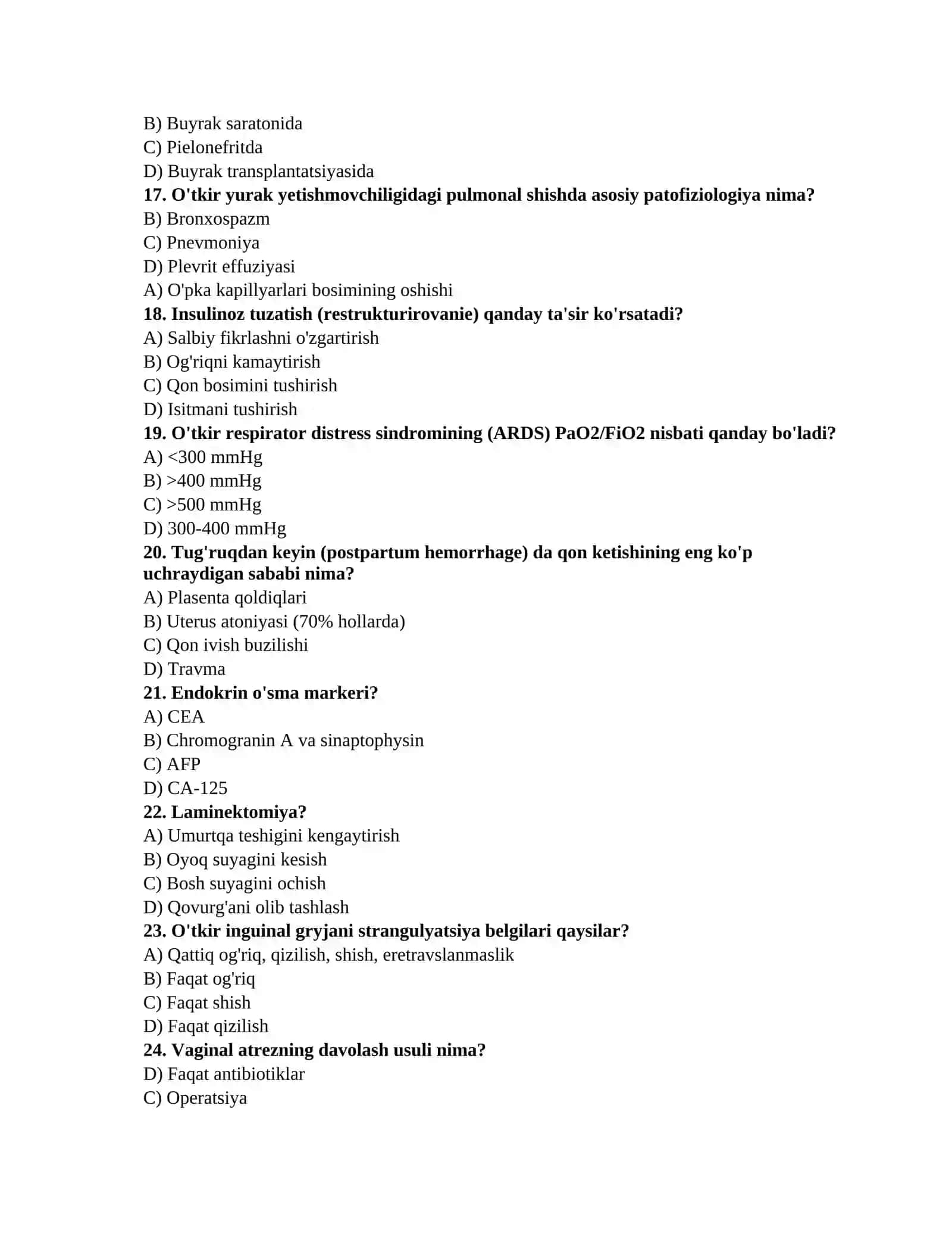 Tibbiyot 300 ta test 3