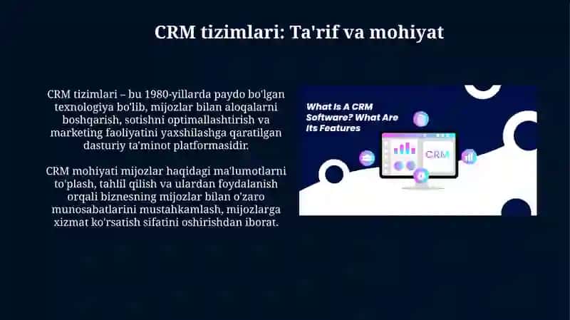CRM tizimlari va mijozlar bilan ishlashda ularning roʻli 3