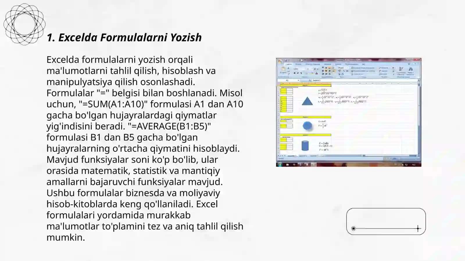 Excelda formulalarni yozish 3