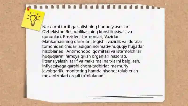 Narz ustidan nazorat va bozor faoliyati 3