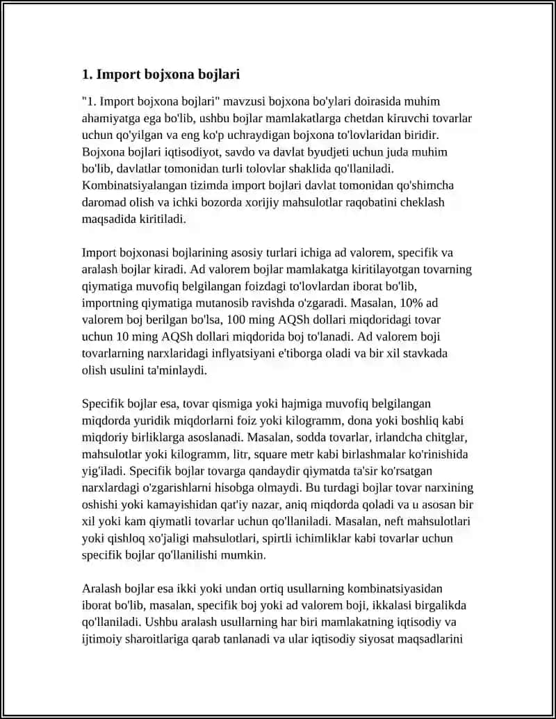 BOJXONA BOJLARINING TURLARI 3