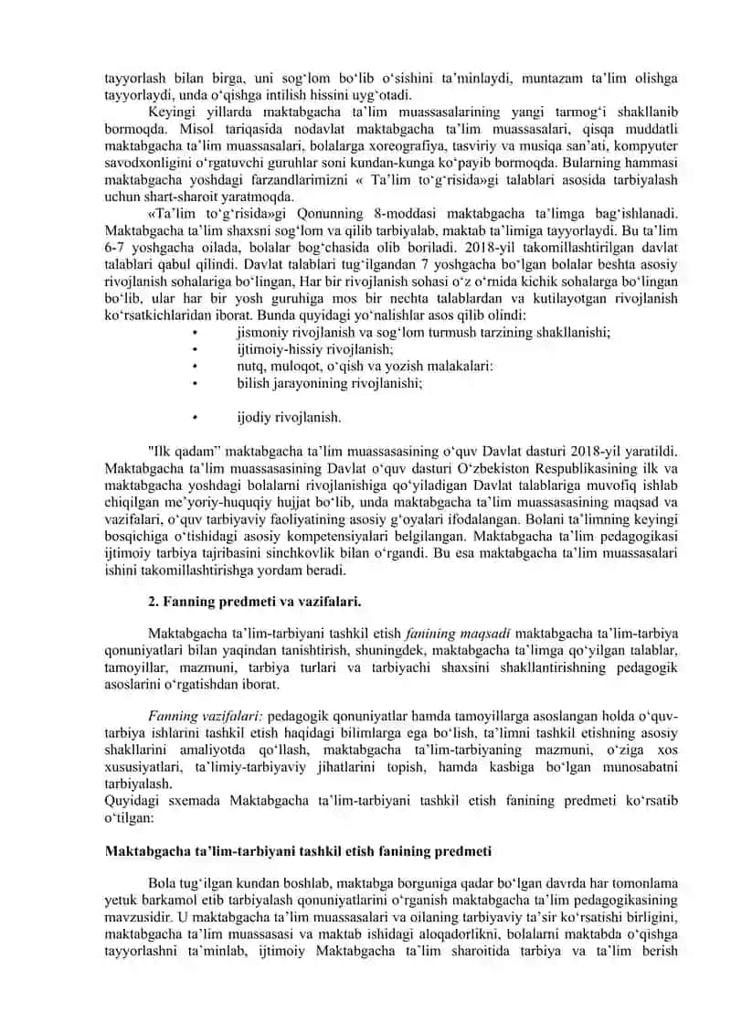 Maktabgacha ta’lim-tarbiyani tashkil etish fani 3