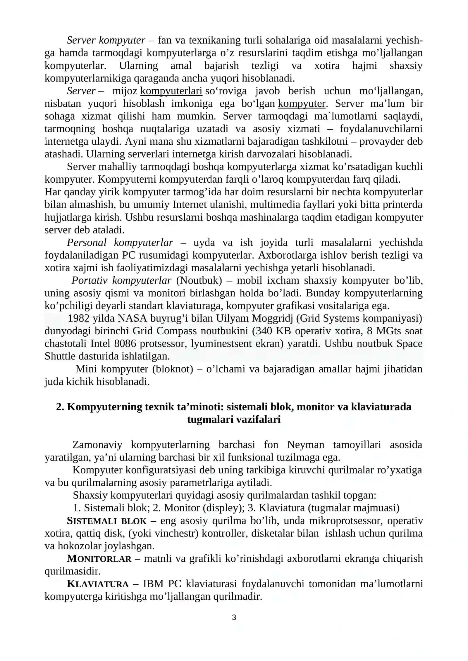 Zamonaviy axborot texnologiyalari. Kompyuterlarning texnik ta’minoti va unda ishlash 3