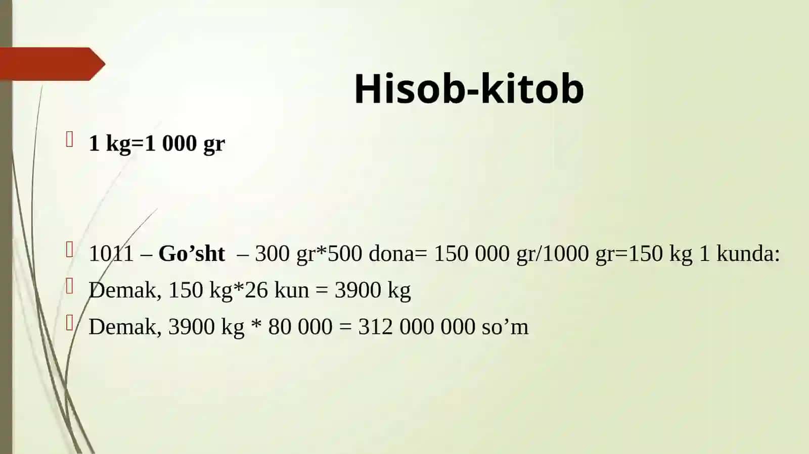 Xom ashyolarni xarid qilish. Mahsulot narxi hisobi 3